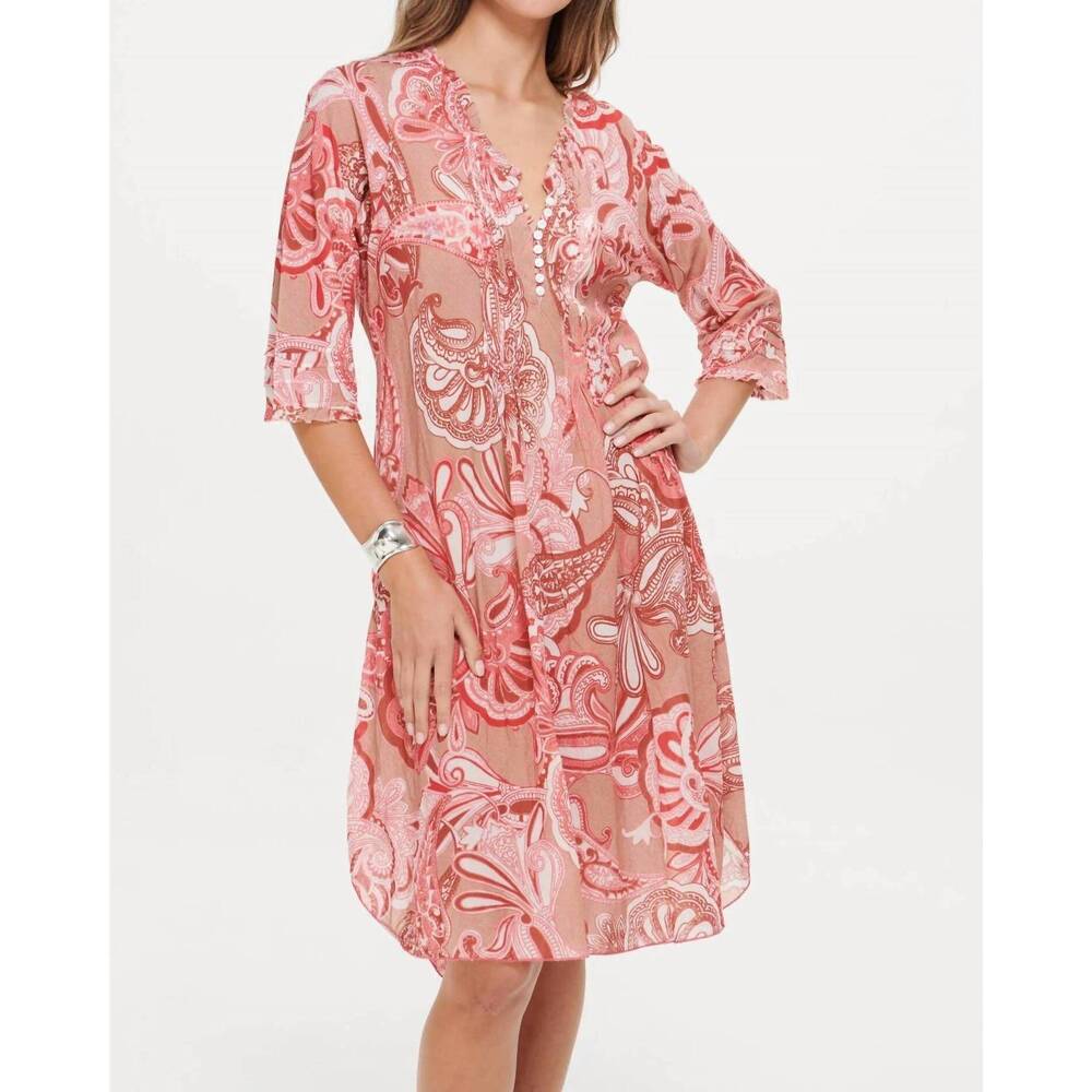 NEW ONESEASON amalfi short poppy midi dress in terracotta